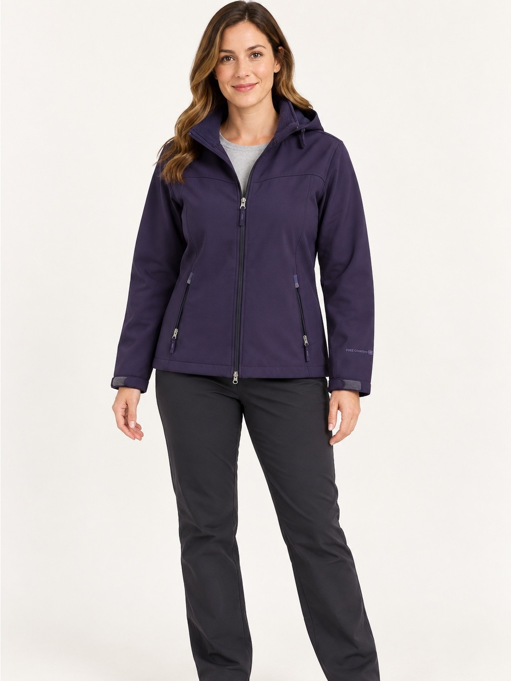 Free Country Women’s Medium Purple Hooded Softshell Fleece Jacket